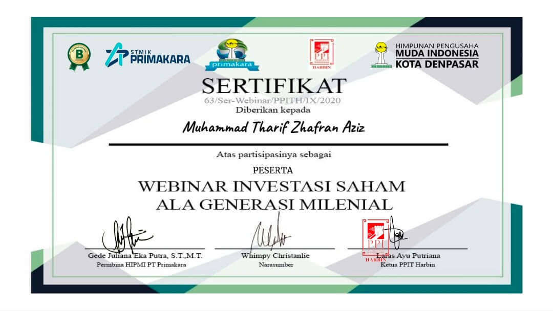 sertifikat-thorif-zhafran-webinar-saham-millenial